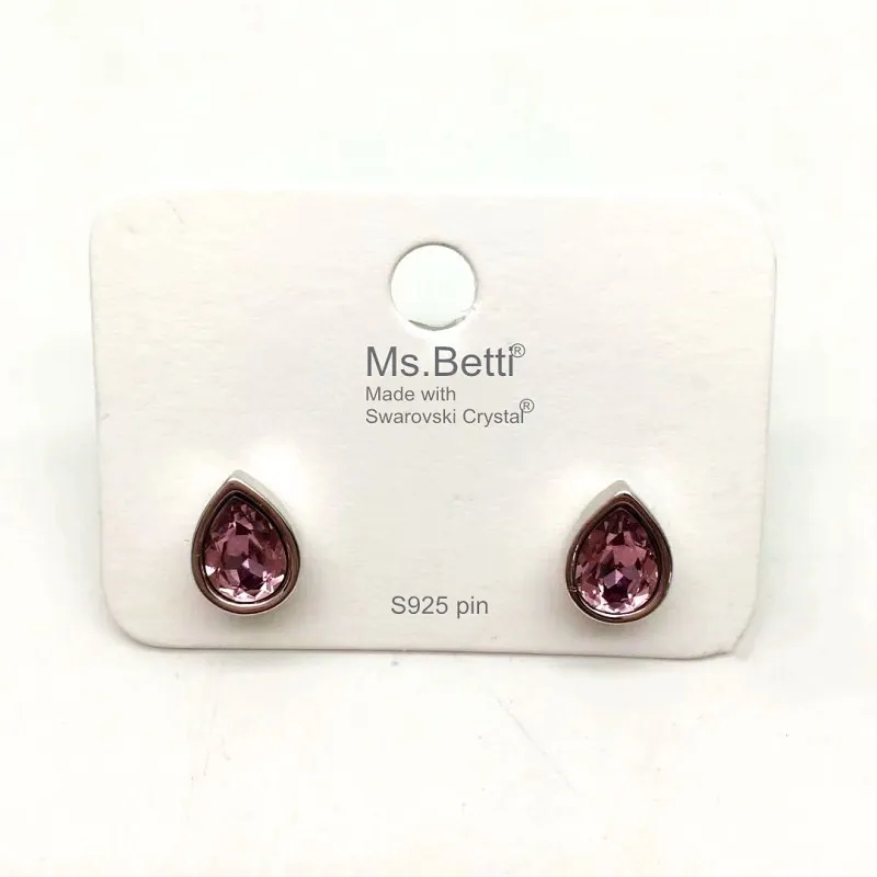 Женские серебряные серьги гвоздики с кристаллом swarovski Ms betti свадебные вечерние в