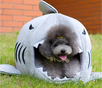 

Shark Dog Kennel Cat Bed Cave Cushion Pillow
