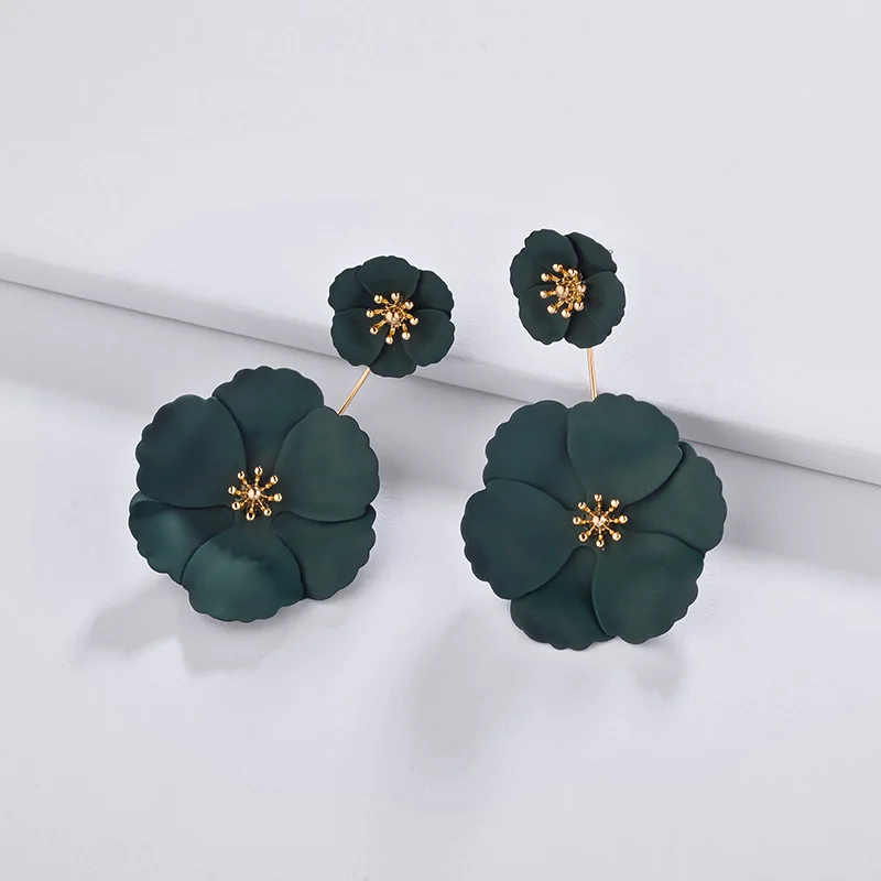 wing yuk tak Boho 9 Colors Detachable Flower Stud Earrings for Women Wedding Party Jewelry Trendy Statement Earrings female