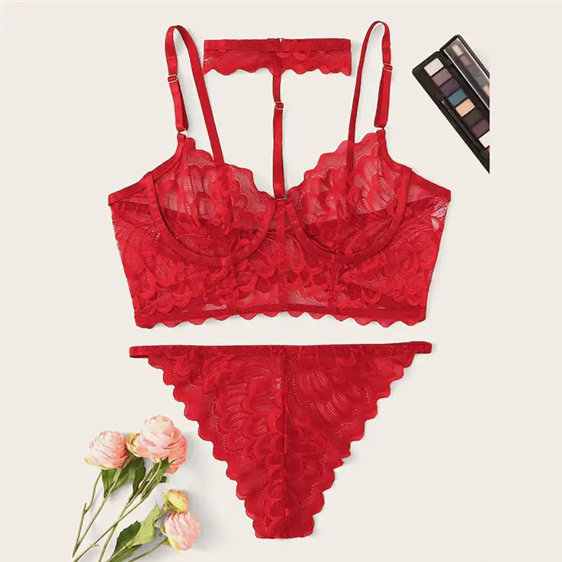 

Sexy Bra Set Women Lingerie Corset Red Lace Hole Underwire Racy Sleepwear Underwear Comfortable Tops Briefs Lenceria 661BRS10