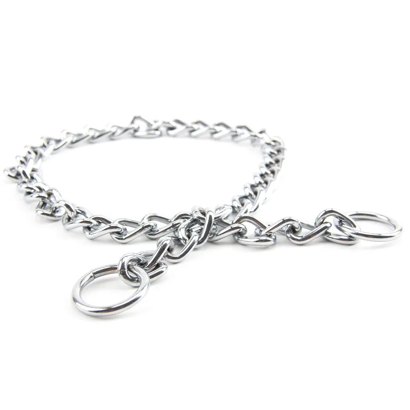 

Dog stainless steel chain leash The new pet neck ring single-row iron chain collar eight-character necklaced chain
