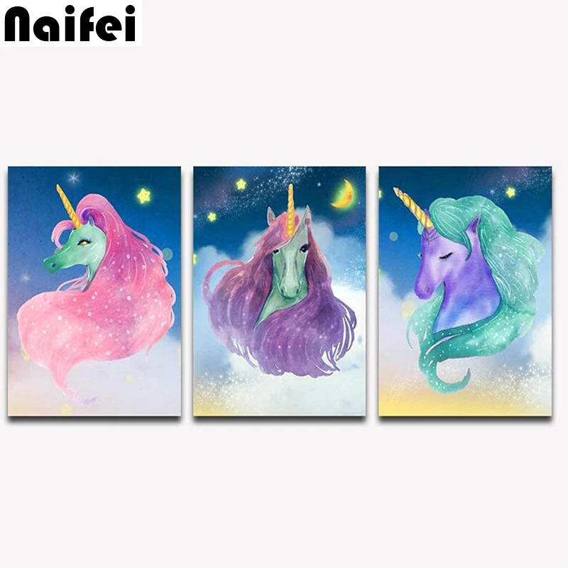 

Cartoon Diamond Mosaic Lovely Unicorn Star diamond Embroidery Full Square Diy Diamond Painting Cross Stitch Purple Verbena Art
