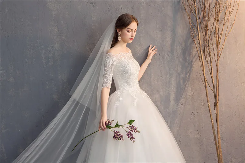 EZKUNTZA Half Sleeve Vintage Wedding Dresses 2022 Off Should Embroidery Vestidos De Noivas Plus Size Bridal Ball Gowns dresses for wedding