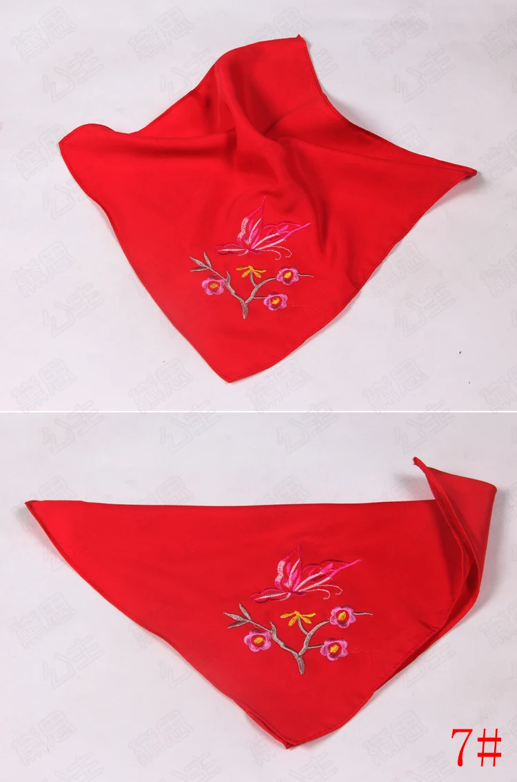 Шелк Сучжоу вышивка цветок красный платок свадебный пользу китайский стиль для женщин модные аксессуары небольшой платок 26x26 см