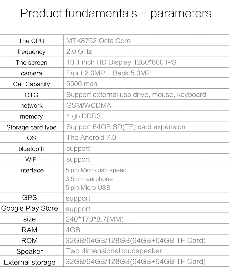 Лидер продаж 2019 новый 10 дюймов планшетный ПК 3g 4 г LTE Android 8,0 Octa Core ГБ оперативная память 128 Встроенная Wi Fi gps 10,1 ips 1280*800 + подарки