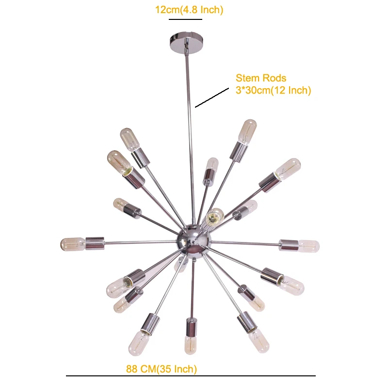 Современная Люстра-спутник 18 огни хромированные люстры лампы Dia88 см E26 E27 Гостиная освещение в лофте