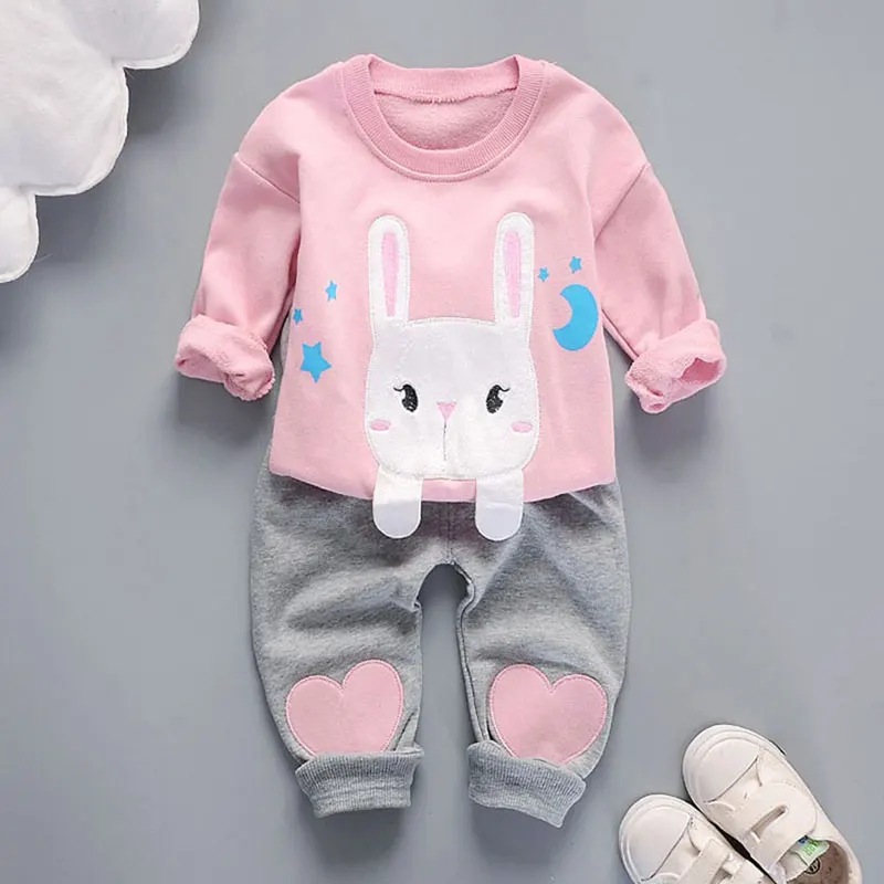 Одежда для малышей маленьких девочек ropa детская кроличья Толстовка + штаны из 2