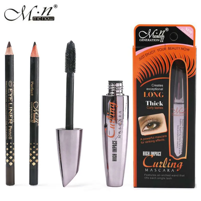 Thick Mascara Set With Gift Two Pencil Black / Brown Combination