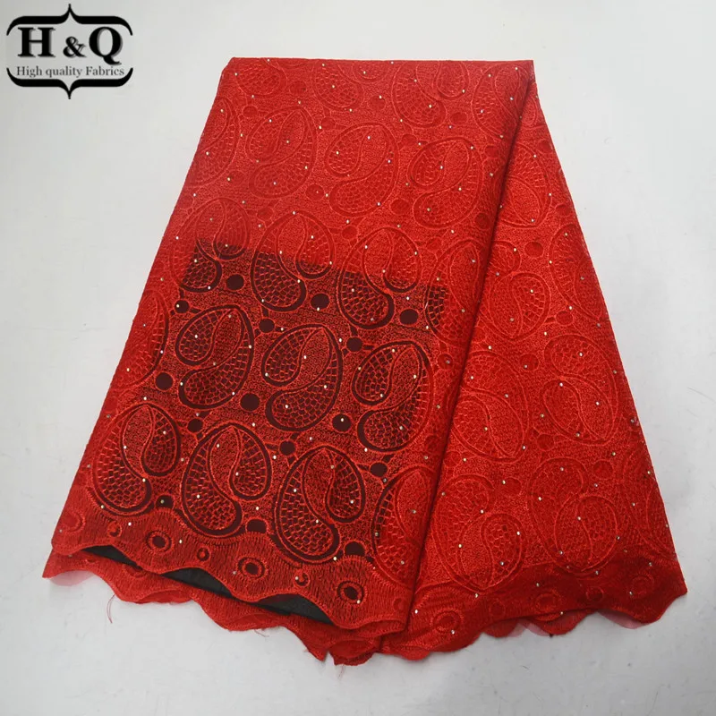 

Red African Embroidery Lace With Stoens 5 Yards French Tulle Lace African Net Lace With Stylish Design For Ladies Raiment 2019