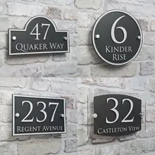 Door-Number-Signs Name-Plates Address Glass-Effect Acrylic Modern-House Customize Plaque