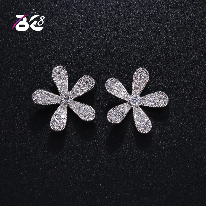 

Be 8 2018 New Design Fashion Flower Stud Earrings Crystal Earrings for Women Girls Gifts Hot Sale E404