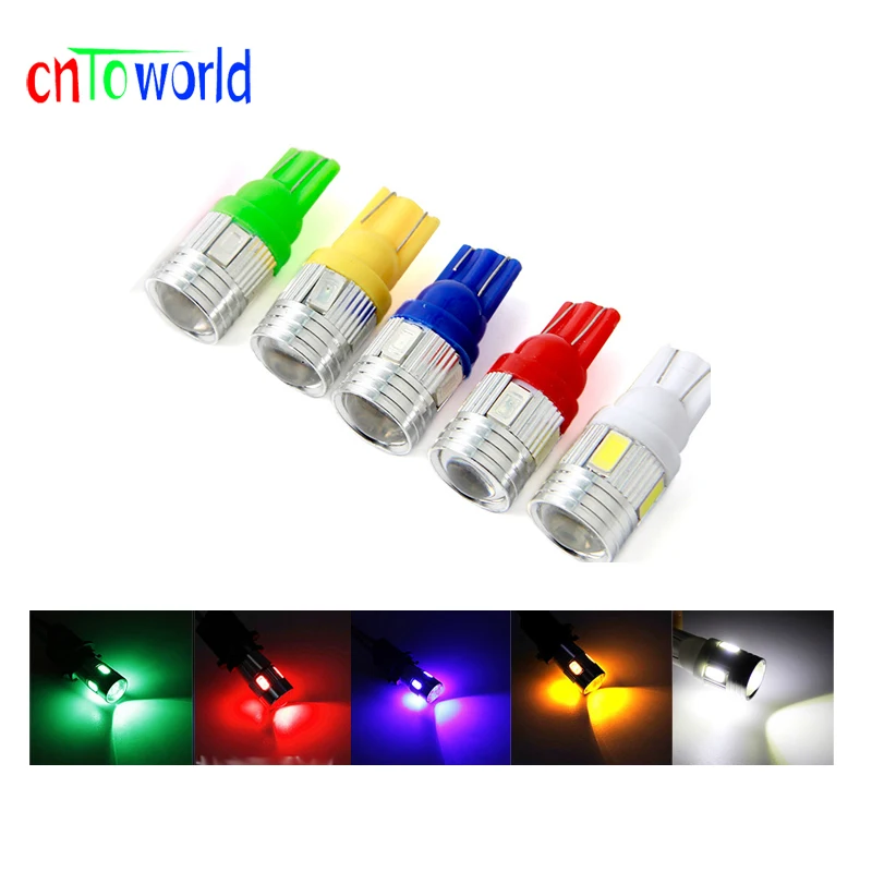  T10 5630 6SMD 194 168 W5W Universal Car Wedge Light with Projector Lens Lamp (1)