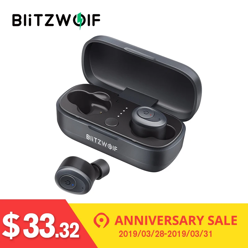 Blitzwolf BW-FYE4 bluetooth V5.0 TWS True Wireless Earbuds Earphone + Charging Box Hi-Fi Stereo Sound Bilateral Calls Waterproof