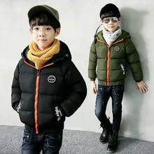 Boys / girls hooded padded jacket 2017 winter baby zipper jacket plus velvet short paragraph hooded velvet thick cotton coat