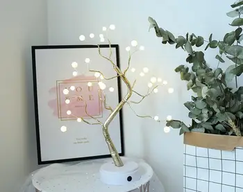 

36 LEDs Copper Wire Tree Shape Night Light with Touch Sensor Switch Home Table Decoration Creative Gift