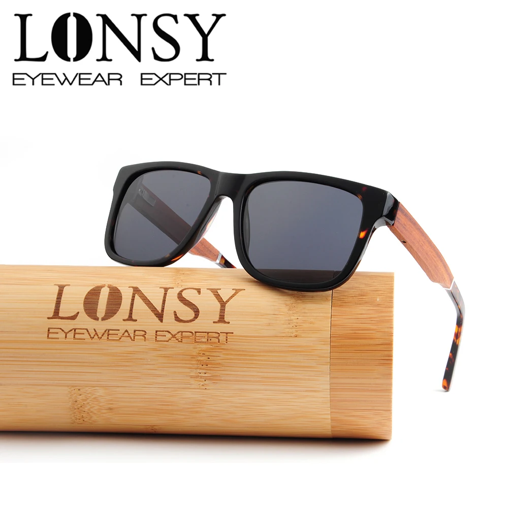 

LONSY New Vintage Wood Sunglasses Polarized Classic Acetate Sun Glasses LS6005