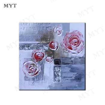 

MYT 100% hand-painted 1 Panel Abstract Pink Fowers Oil Painting Canvas Decoration Picture Wall Art Modern Home Painting Unframed