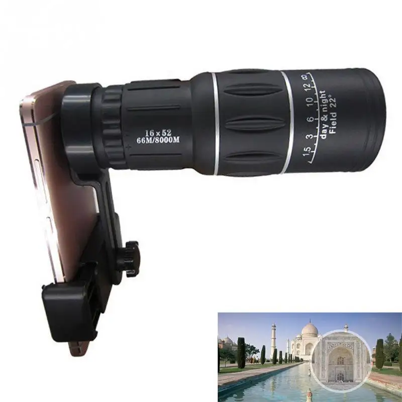 

Hot Selling 16X52 HD Day Night Vision Dual Focus Phone Photo Clip Monocular Camping Hiking Outdoor Telescope