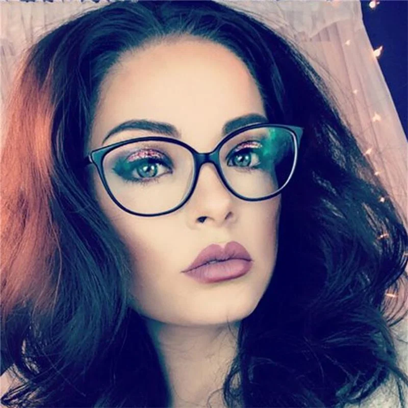 

UVLAIK Fashion Cat Eye Optical Glasses Frames Transparent Glasses Women Frame Ultra Light Frame Clear Lens Eyeglasses
