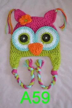 

10piece handmade Cartoon animal baby owl hat , Children Toddler Crochet Earflap Beanie Caps Children's cartoon owls hat
