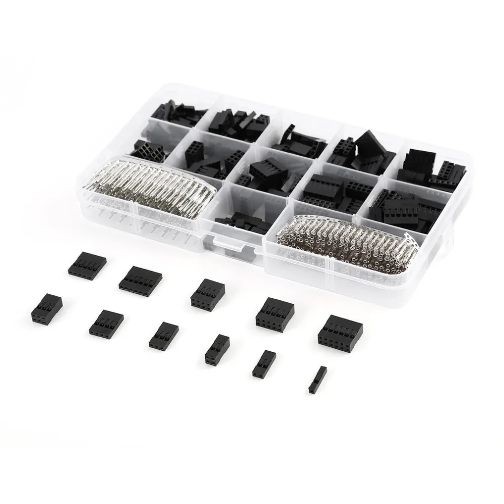 620pcs/set 2.54mm Dupont Wire Jumper Housing Connector Pin Header Connector Housing Kit with M/F Crimp Pins Kit