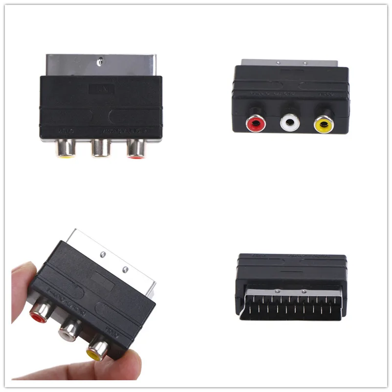 Переходник Scart на 3 RCA S Video Композитный адаптер для телефона конвертер AV TV Audio видео