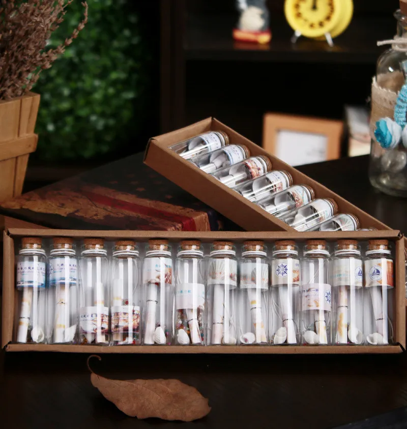 12pc/box Vintage Home Decor Gift MINI glass Wish Bottle Lucky ... 12pc/box Vintage Home Decor Gift MINI glass Wish Bottle Lucky ...