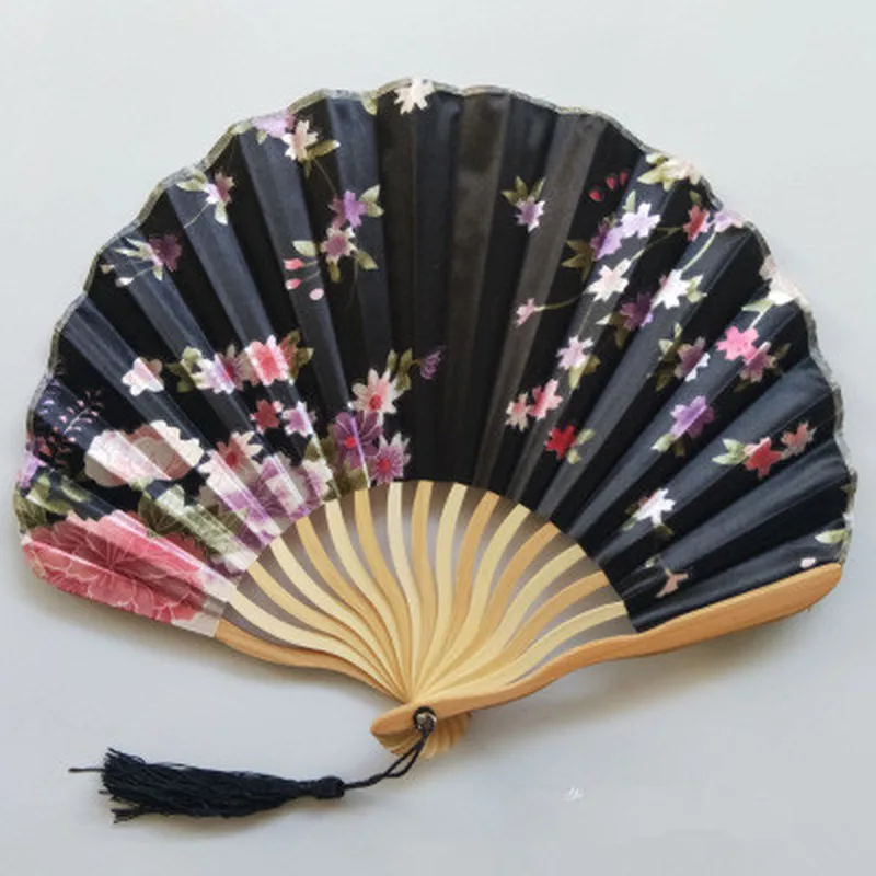 

Pattern Chinese Style Hand Held Fans Silk Bamboo Folding Fans Handheld Wedding Hand Fan Cool Bamboo Flower Personalized