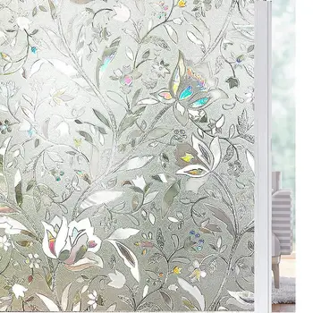 

Length 200cm Tulip Flower 3D Static Cling Decorative Privacy etched Glass Window Film Vinyl No-Glue Drop-shipping Laser Films