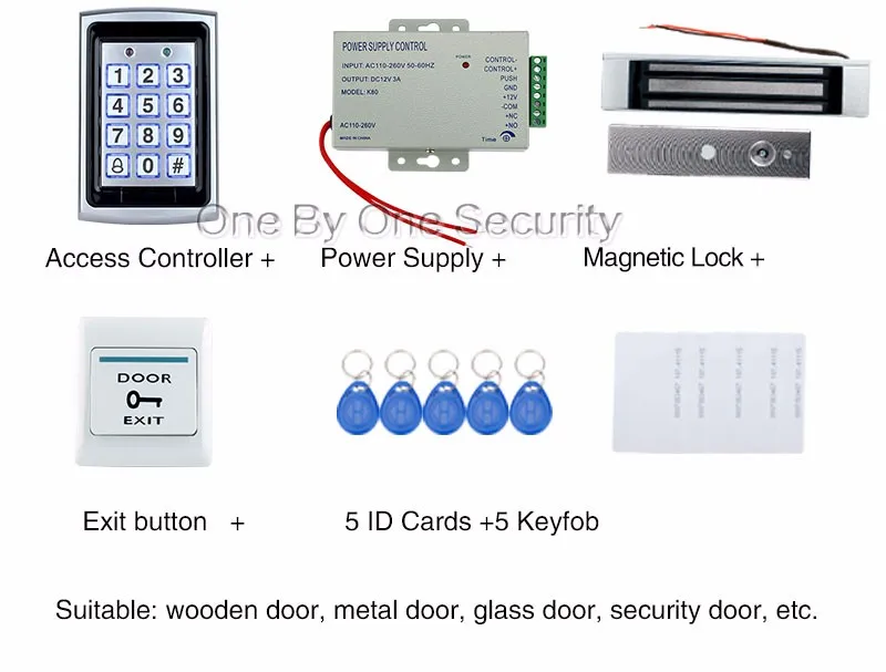 Полная RFID двери Система контроля доступа комплект из металла Управление доступом клавиатура с 180 кг магнитный замок + питания + выход