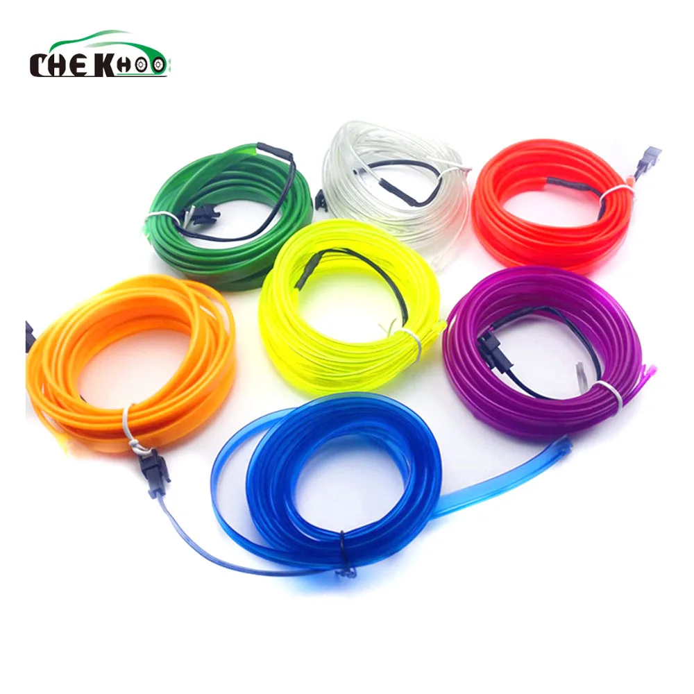 

1pcs 2M EL Wire Sewing Edge Neon Car Light Dance Party Car Decor Light Flexible El Wire lamp Rope Tube LED Strip DC12V Driver