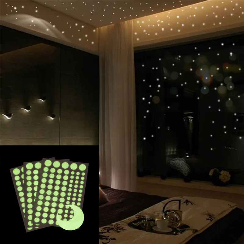 

Glow In The Dark Star Wall Stickers 407Pcs Round Dot Luminous Kids Room Decor