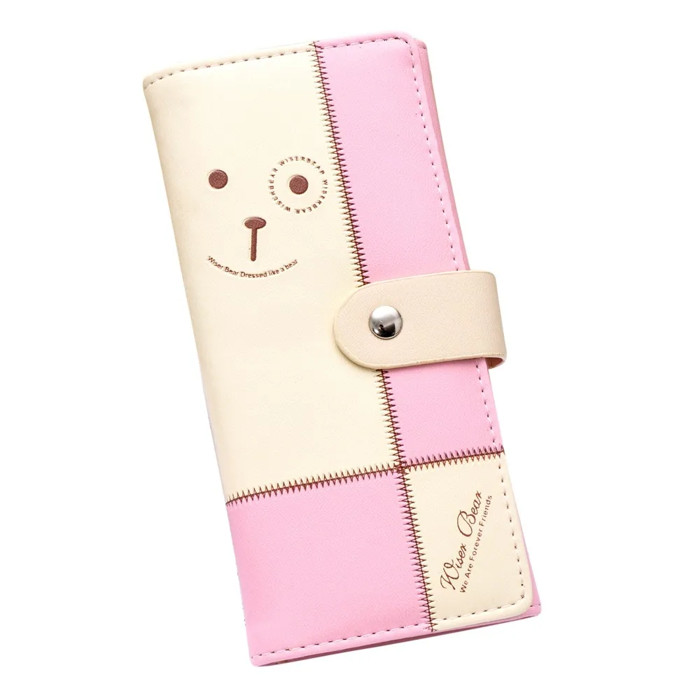 

Women Bear Pattern Coin Purse Long Wallet Card Holders Handbag Leather Wallet Fashion Lady Colorful Design Clutch Female Purse