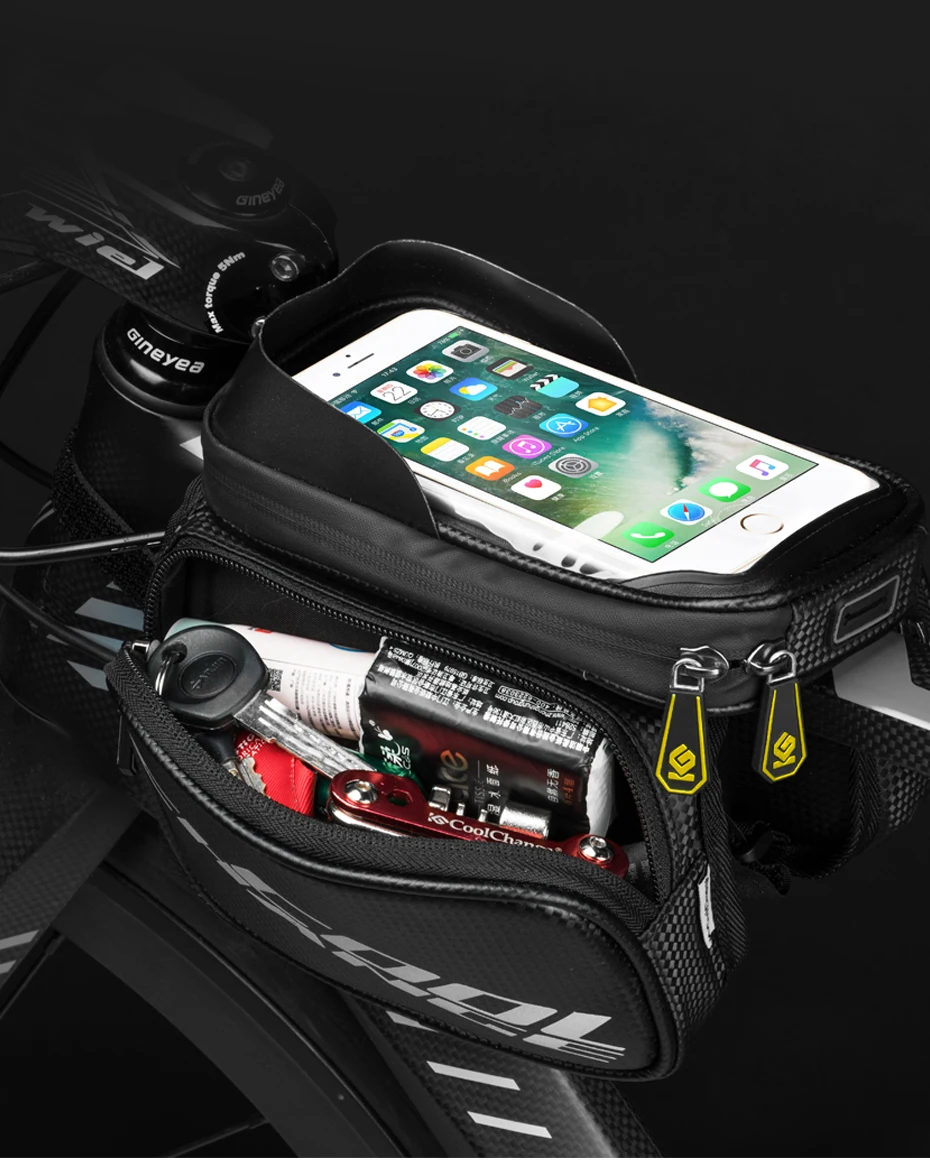 Sale 2018 CoolChange Bicycle Frame Front Head Top Tube Waterproof Bike Bag&Double IPouch Cycling for 6.0 In Cell Phone Cycling Bag 8