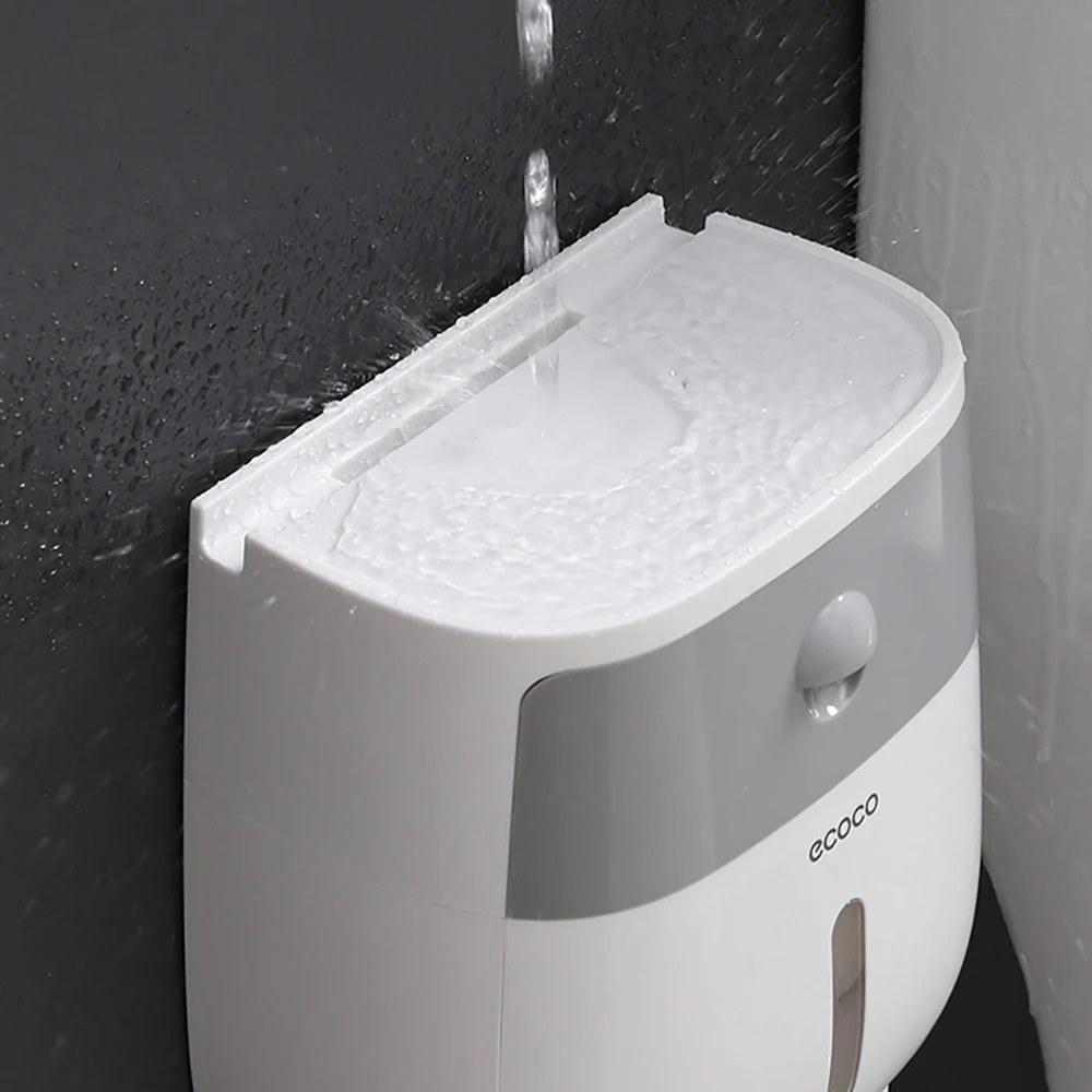 Online Ecoco Doppel schicht Tissue Lagerung Box Wasserdichte wand Wc Papier Kanister Halter für Wohnzimmer Bad Küche #3