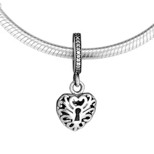 DIY Подходит для Pandora Подвески Браслеты стерлингового серебра 925-ювелирные изделия Сердце Висячие бусины