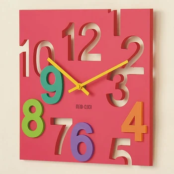 

Creative fashion living room wall clock hollow mute plastic digital clock simple square wall clock wall clock children bedroom
