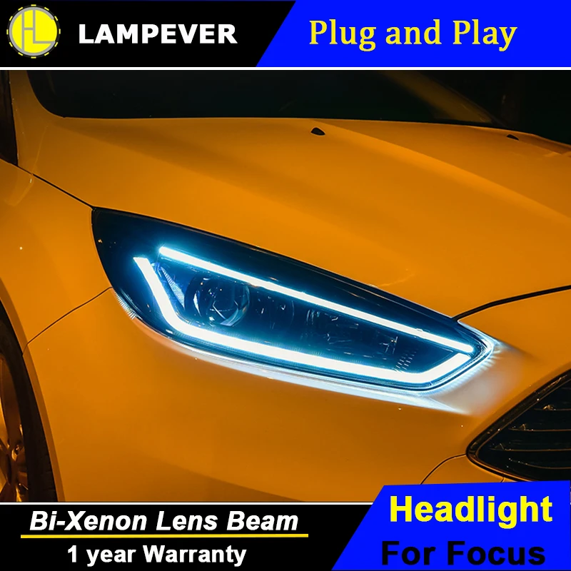 

Lampever Head Lamp case for Ford Focus 3 2015-2017 Headlights LED Headlight DRL Lens Double Beam Bi-Xenon HID car Accessories