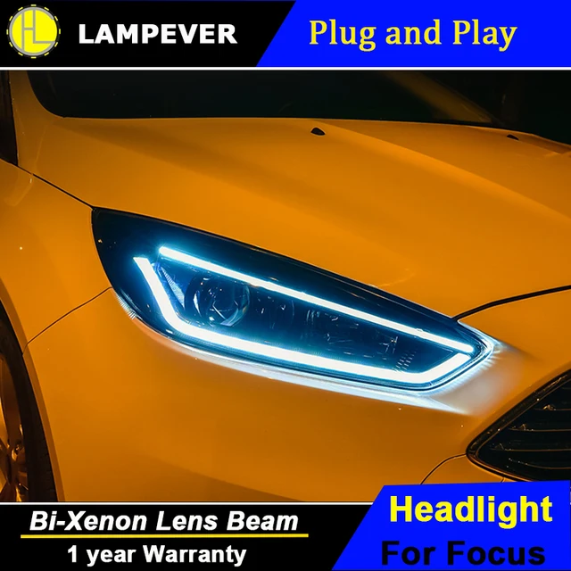 Lampever Head Lamp Case For Ford Focus 3 2017 Headlights Led Lampever Head Lamp Case For Ford Focus 3 2017 Headlights Led Headlight Drl Lens Double Beam Bi Xenon Hid Car Accessories