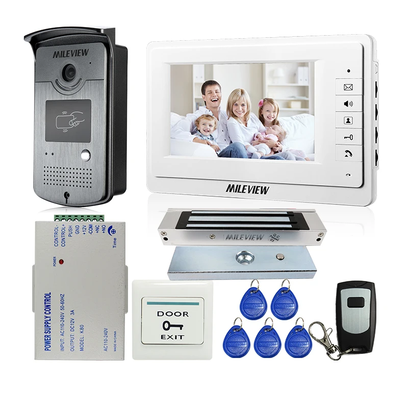 MILEVIEW 7 &quotTFT видео дверной звонок Домофон Система 1 монитор + RFID камера доступа 180 кг