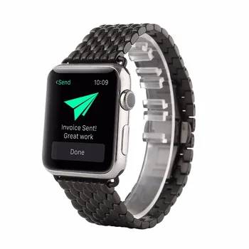 

42mm Watchbands for Apple Watch Stailess Steel Band Metal Strap Unique Polishing Process Business Replacement iWatch Strap Black