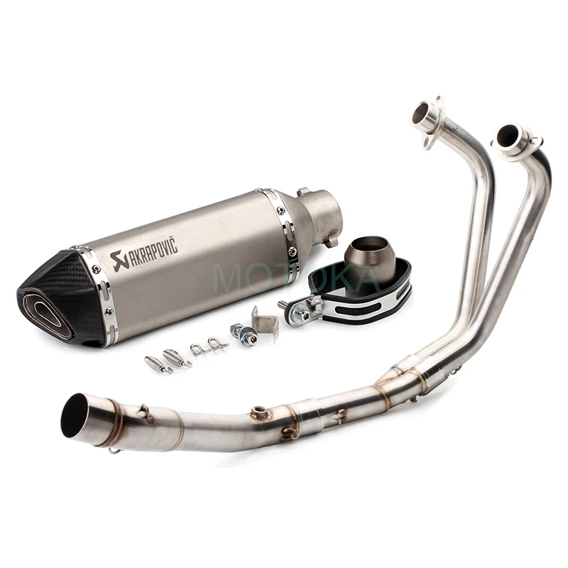 

R25 Motorcycle Exhaust Pipe Kit Complete System R3 Middle Link Pipe Escape Connect Pipe Carbon Fiber Tip 51mm Akrapovic Muffler