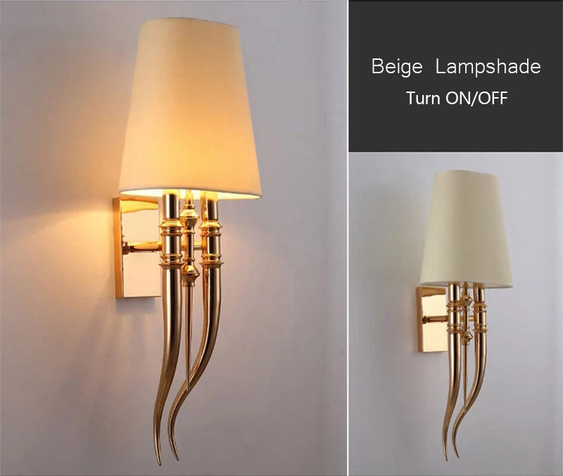 Modern Iron Claw Horn Cloth LED Wall Light Bedroom Bedside Wall Lamp Dining Living Room Wall Sconce Light Fixtures (2)