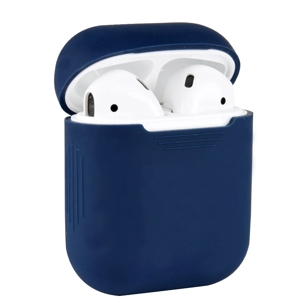 Силиконовый противоударный чехол для наушников для Apple AirPods - Цвет: Синий