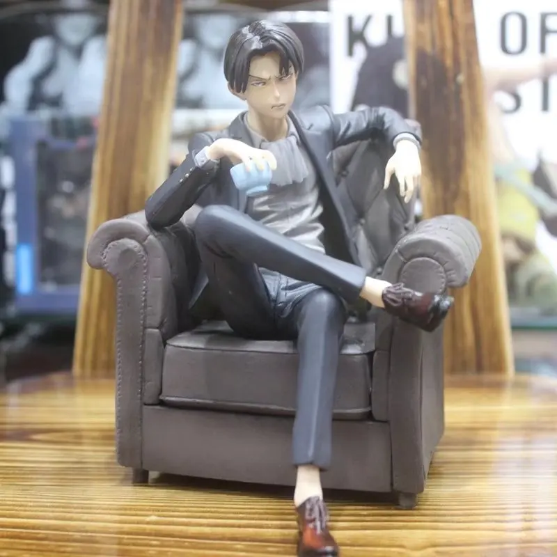 

Anime Attack On Titan Rivaille Levi Ackerman Sitting Sofa Ver. PVC Action Figure Resin Collection Model Toy Doll Gifts