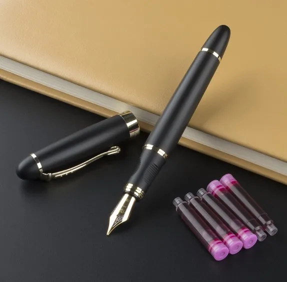 JINHAO X450 черный/золотой 0,7 мм 18KGP широкий наконечник ручка JINHAO 450 бизнес и 5 шт. чернила 15 Выборочные цвета - Цвет: 13