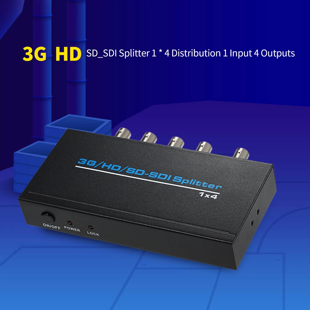 

3G/HD/SD_SDI Splitter 1 * 4 Distribution 1 Input 4 Outputs Supports HD-SDI SD-SDI and 3G-SDI