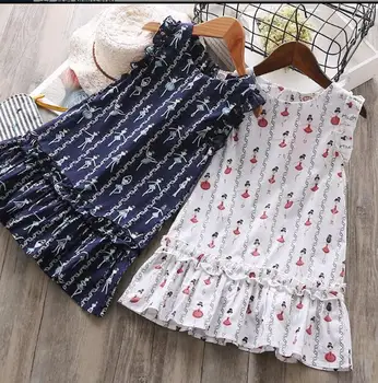 

Girls Dresses Summer 2018 New Girl Little Flying Sleeve Fringe Princess Dress