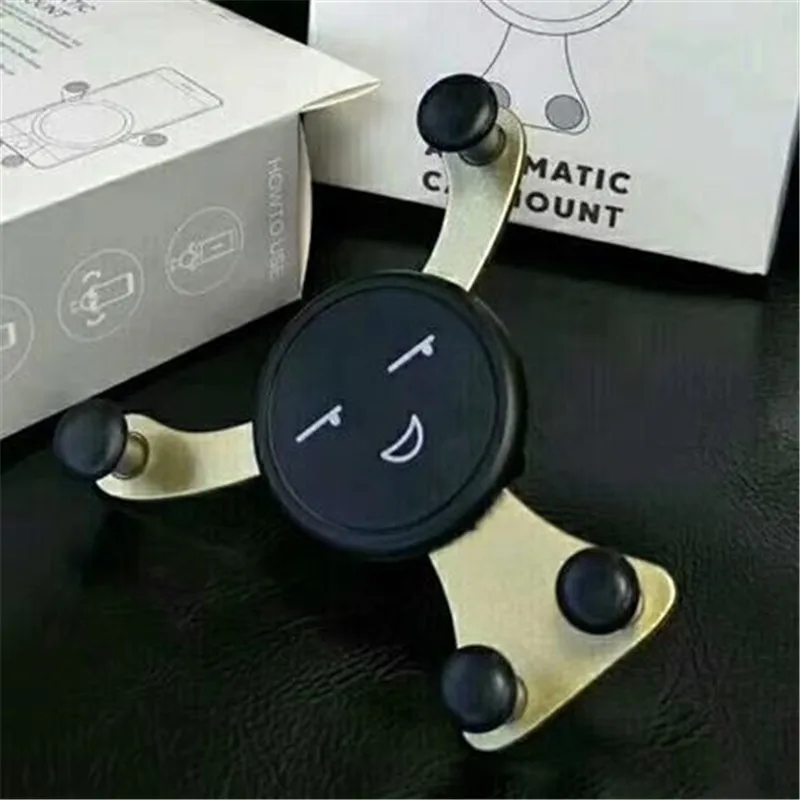 Тяжести автомобильный держатель телефона Air Vent клип владелец смартфона со смайликом Медведь мобильного телефона Стенд кронштейн автомобильные аксессуары - Цвет: Gold Smiling face