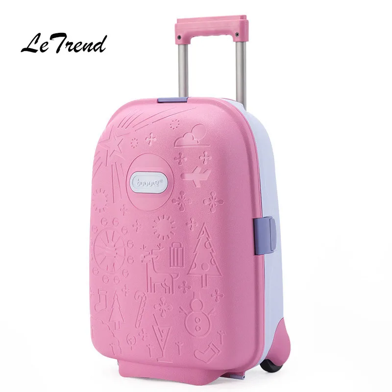 Letrend Kids Cute Cartoon Rolling Luggage Spinner Children Wheel Suitcases Trolley Travel Bag Student Cabin School Bag Trunk